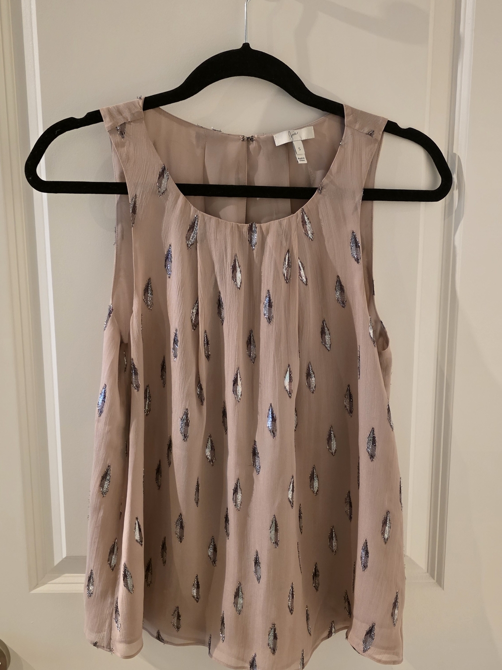 Joie Silk Blush Beaded Sleeveless Silk Camisole